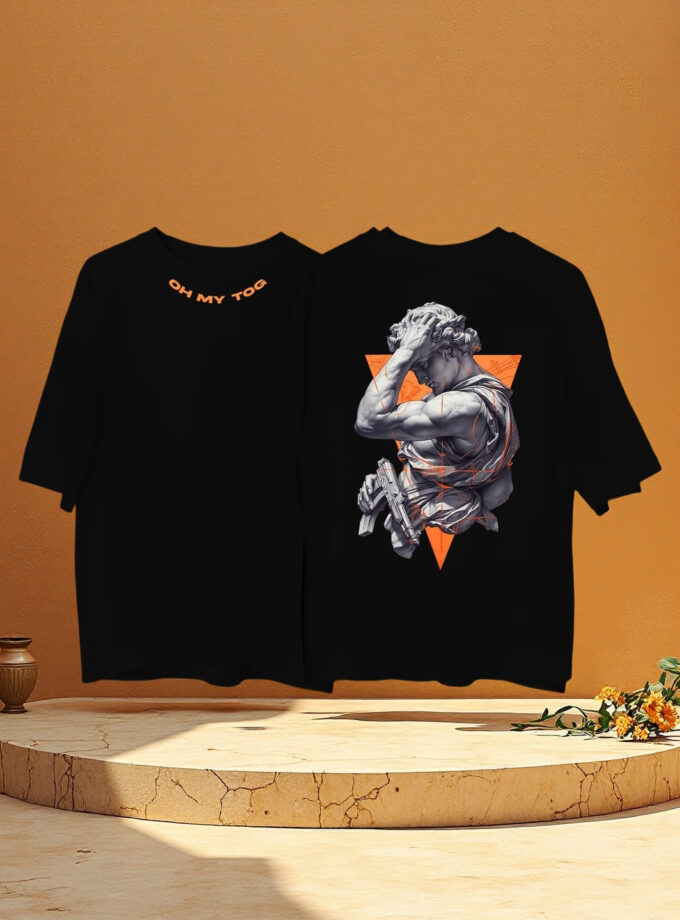 Orange Statue Artical Oversized Tee