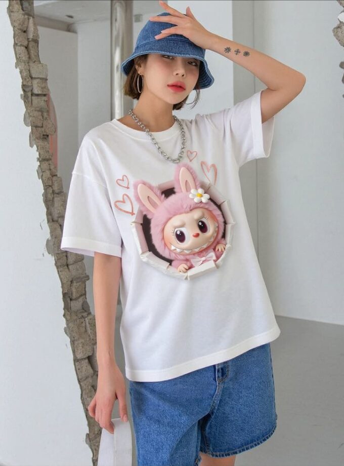 Heart Labubu Oversized Tee