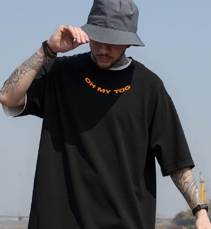 Orange Statue Artical Oversized Tee