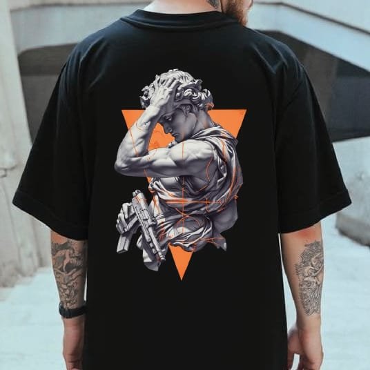 Orange Statue Artical Oversized Tee