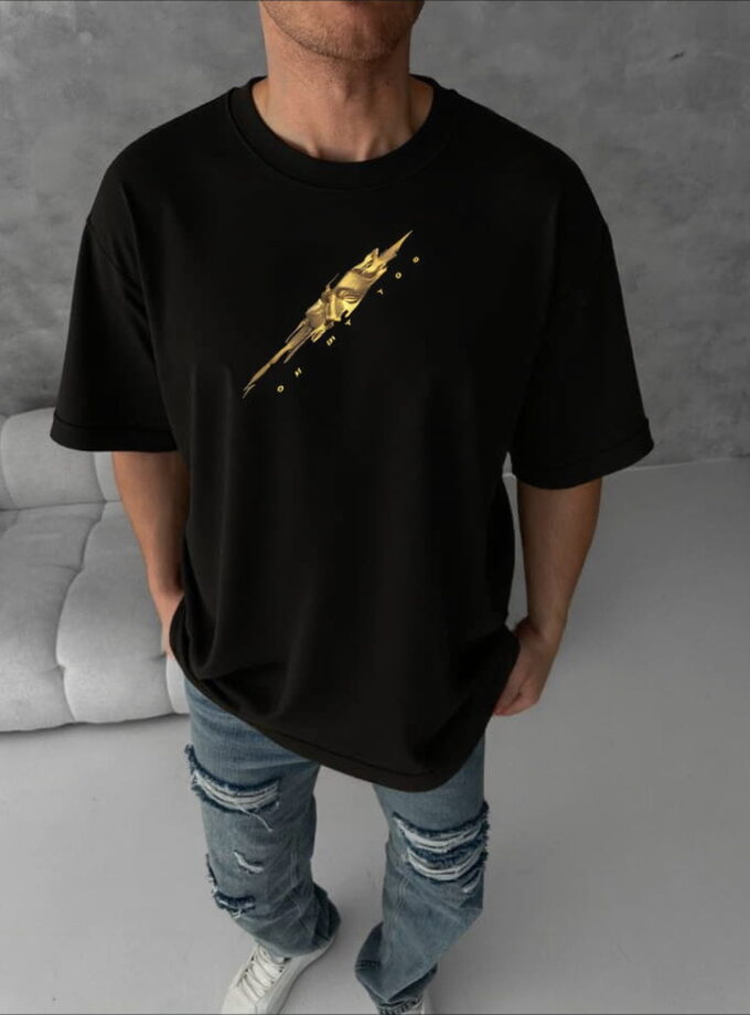 Golden Face Statue Oversized Tee
