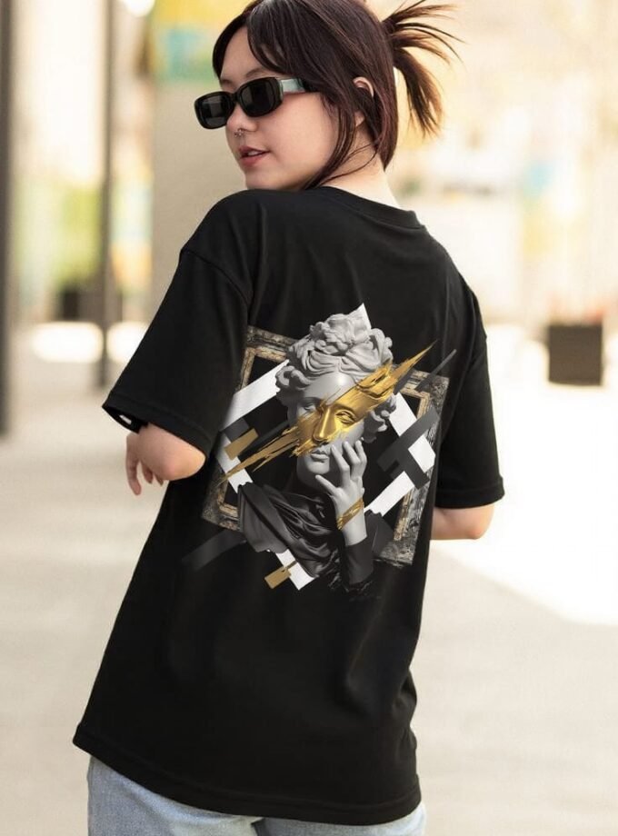 Golden Face Statue Oversized Tee
