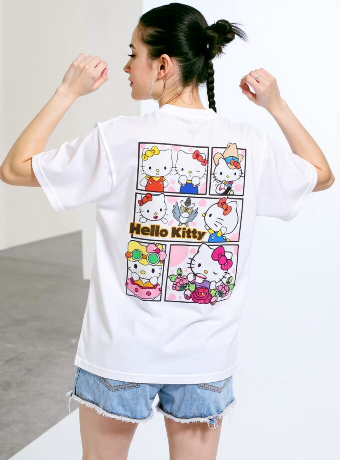 Hello Kitty Cute Panel Breakfast Brook Oversized Tee