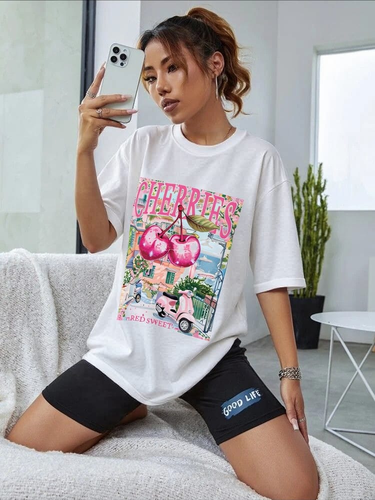 Cherries Red Sweet Oversized Tee