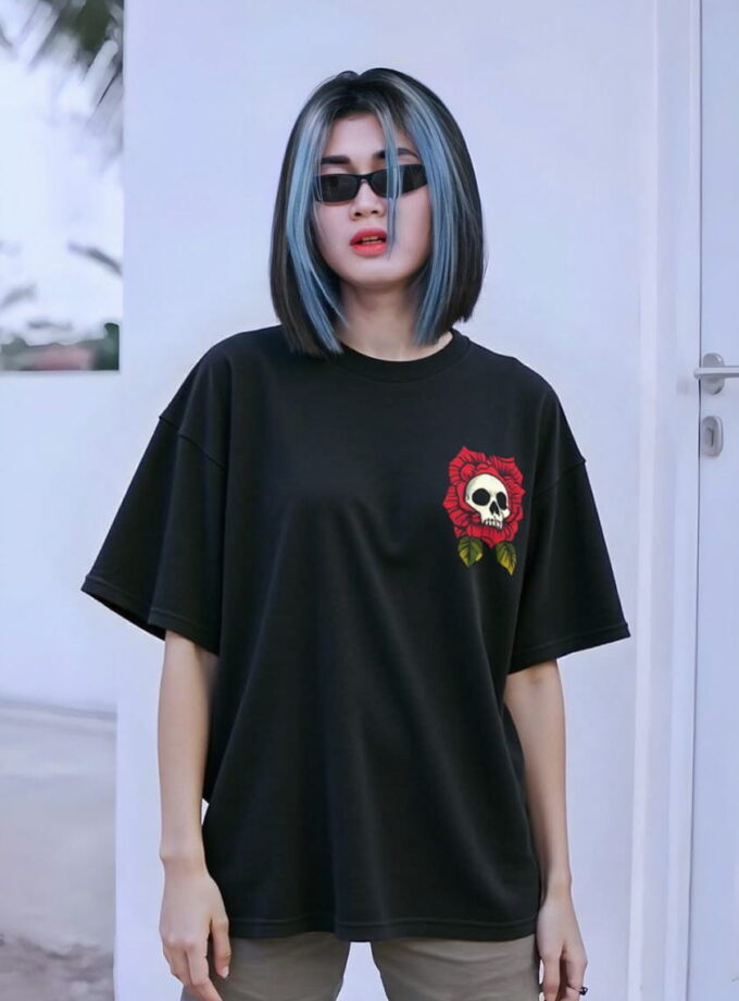 Rose Skull Oversized Tee